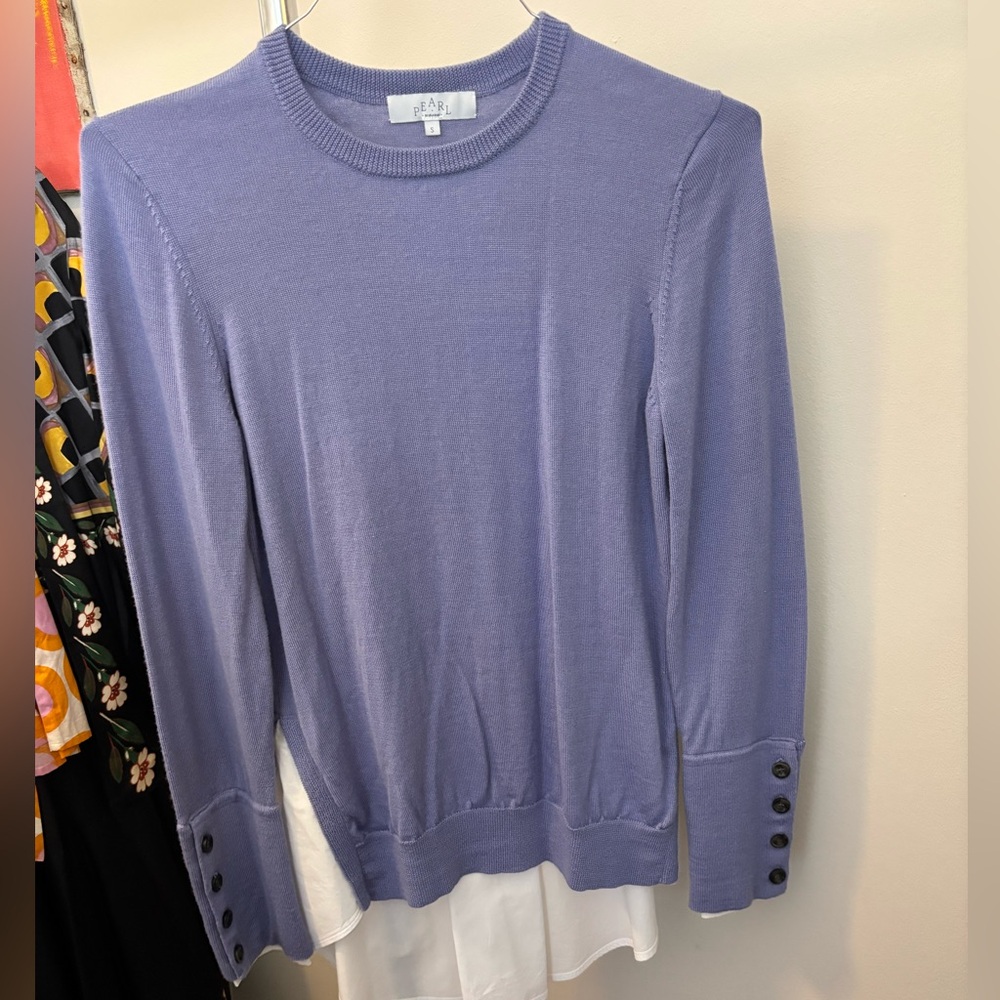 Pear Lavender Button-Detail Sweater